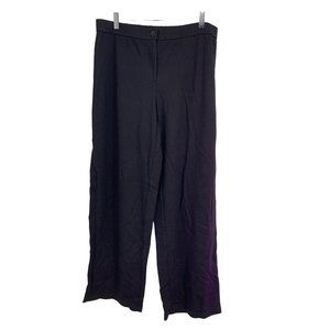 Eileen Fisher Womans LG Black Pull On Travel Loungewear Zip Flex Ponte Knit Pant
